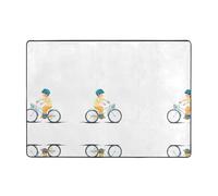 AKGFFDS Alfombra con estampado de niño pequeño que aprende a andar en bicicleta de 80 x 58 pulgadas, alfombra de área para sala de estar, oficina, mesa de café, cama, balcón, suave, esponjosa
