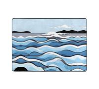 AKGFFDS Alfombra con estampado de olas lapping at the rocks, alfombra de área de 80 x 58 pulgadas para sala de estar, oficina, mesa de café, cama, balcón, suave, esponjosa, absorbente de agua