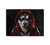 AKGFFDS Alfombra con estampado de perros guapos de 80 x 58 pulgadas para sala de estar, oficina, mesa de café, cama, balcón, suave, esponjosa, absorbente de agua, duradera