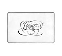 AKGFFDS Alfombra de tela de franela con estampado de flores de línea negra de 60 x 39 pulgadas para sala de estar, oficina, mesa de café, cama, balcón