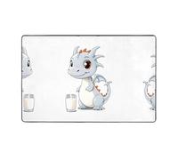 AKGFFDS Alfombra de tela de franela con estampado de un pequeño dragón de leche que roba leche, 152 x 99 cm, para sala de estar, oficina, mesa de café, cama, balcón