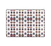 AKGFFDS Alfombra estampada Day of the Dead Masks de 80 x 58 pulgadas para sala de estar, oficina, mesa de café, cama, balcón, suave, esponjosa, absorbente de agua, duradera