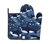 AKGFFDS Blue Killer Whale Printing - Juego de dos piezas de guantes resistentes al calor de alta gama y almohadillas aislantes para cocinar