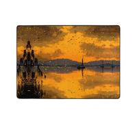 AKGFFDS Broken gold on the lake - Alfombra con estampado de oro roto de 80 x 58 pulgadas para sala de estar, oficina, mesa de café, cama, balcón, suave, esponjosa, absorbente de agua, duradera