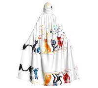 AKGFFDS Capa con capucha de Halloween para adultos, diseño de garabatos de muchos gatos, cómoda y suave con ala grande, adecuada para fiestas de baile y reuniones