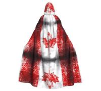 AKGFFDS Capa con capucha de Halloween para adultos, impresión retro de la bandera de Canadá, cómoda y suave, con ala grande, adecuada para fiestas de baile y reuniones