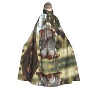 AKGFFDS Capa con capucha para adultos de Halloween. El pequeño elefante en el columpio. Impresión cómoda y suave con ala grande adecuada para fiestas de baile y reuniones