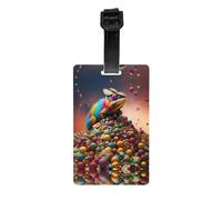 AKGFFDS Chameleon in The Candy Pile - Etiqueta de equipaje con impresión tipo identificador de equipaje adecuado tanto para hombres como para mujeres, impreso con etiquetas multifuncionales y bonitas