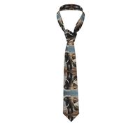 AKGFFDS Corbata para hombre con diseño de elefante tirando de un árbol pequeño, suave y cómoda, no se deforma, resistente a la decoloración, duradera con excelente verticalidad