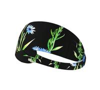 AKGFFDS Diadema elástica con estampado de flores de aciano al sol para hombres y mujeres, suave, de secado rápido