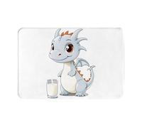 AKGFFDS Felpudo de 40,6 x 61 cm, diseño de un pequeño dragón de leche que roba la leche, impresión absorbente de agua, antideslizante, para puertas delanteras, entradas y baños