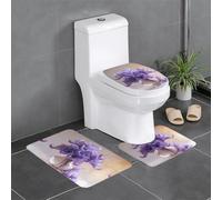 AKGFFDS Juego de 3 alfombrillas antideslizantes de franela de 61 x 40,6 cm, diseño de ramo de jarrón morado grueso y cómodo para baño, cocina y aseo