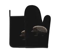 AKGFFDS Lindo juego de dos piezas de guantes resistentes al calor y almohadillas de aislamiento de alta gama con estampado de erizo