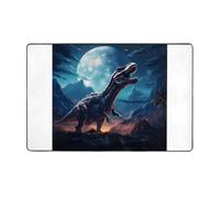 AKGFFDS Little Dinosaur next to the moon - Alfombra de tela de franela con estampado de dinosaurio de 60 x 39 pulgadas para sala de estar, oficina, mesa de café, cama, balcón