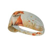 AKGFFDS Little Fox in the field - Diadema elástica para ejercicio con estampado de zorro en el campo, para hombres y mujeres, suave, de secado rápido