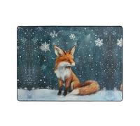 AKGFFDS Little Fox Under the Snow - Alfombra con estampado de zorro de 80 x 58 pulgadas para sala de estar, oficina, mesa de café, cama, balcón, suave, esponjosa, absorbente de agua, duradera