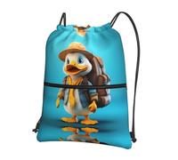 AKGFFDS Mochila con estampado de patito para hombre y mujer, con cordón, bolsas deportivas y de fitness al aire libre, impermeables y duraderas