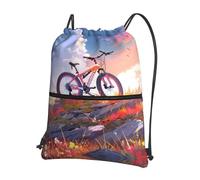 AKGFFDS Mochilas con cordón de impresión Bicycles on the Hill para hombre y mujer, bolsas de deporte y fitness, impermeables y duraderas