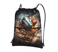 AKGFFDS Mochilas con cordón de impresión de rugby on fire para hombre y mujer, bolsas de deporte y fitness, impermeables y duraderas