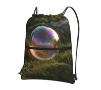 AKGFFDS Mochilas con cordón para hombre y mujer, con estampado de burbujas en la hierba, bolsas deportivas y de fitness al aire libre, impermeables y duraderas