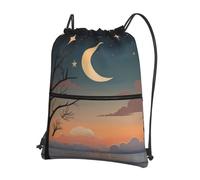 AKGFFDS Mochilas con cordón para hombre y mujer, con estampado de estrellas y lunas, bolsas deportivas y de fitness, impermeables y duraderas