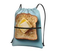 AKGFFDS Mochilas con cordón para hombre y mujer, con estampado de mantequilla sobre pan, bolsas deportivas y de fitness al aire libre, impermeables y duraderas