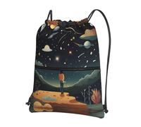 AKGFFDS Mochilas con cordón para hombre y mujer, Praying under the starry sky impreso, bolsas deportivas y de fitness, impermeables y duraderas