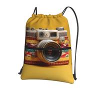 AKGFFDS Mochilas trenzadas con cordón para hombre y mujer, con estampado de cámara, bolsas deportivas y de fitness, impermeables y duraderas