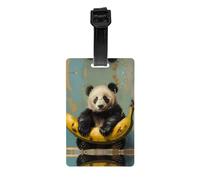 AKGFFDS Panda on a Banana - Etiqueta de equipaje con impresión tipo identificador de equipaje, adecuado tanto para hombres como para mujeres, impreso con etiquetas multifuncionales y bonitas