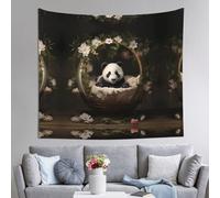 AKGFFDS Tapiz con diseño de panda en la cuna de 60 x 51 pulgadas, suave, ligero para uso en interiores y exteriores. Para dormitorio, decoración de dormitorio, manta de playa, paños de picnic