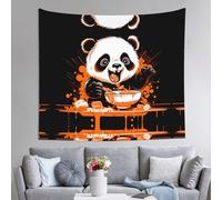 AKGFFDS Tapiz con estampado de panda feliz de 60 x 51 pulgadas, suave, ligero para uso en interiores y exteriores. Para dormitorio, decoración de dormitorio, manta de playa, paños de picnic
