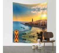 AKGFFDS Tapiz decorativo de 152 x 129,5 cm, estampado de puesta de sol en Barcelona, suave, duradero, agradable al tacto, ligero, para colgar en la pared en interiores y exteriores