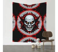 AKGFFDS Tapiz decorativo de 60 x 51 pulgadas, estampado de fantasma malvado rojo y negro, suave, duradero, agradable al tacto, ligero, para colgar en la pared para uso en interiores y exteriores