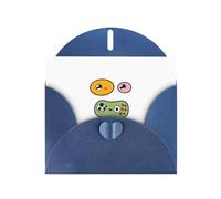 AKGFFDS Tarjeta de felicitación azul con diseño de cheques en blanco y perla, hermoso bloque de notas en blanco The Blinking Little Sir Printing