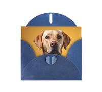 AKGFFDS Tarjeta de felicitación azul con diseño de cheques en blanco y perla, hermoso bloque de notas en blanco, impresión de retrato de perro labrador