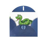 AKGFFDS Tarjeta de felicitación azul con diseño de cheques en blanco y perla, hermoso bloque de notas en blanco con texto "A Happy Year of the Snake"