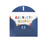 AKGFFDS Tarjeta de felicitación azul con diseño de cheques y perlas, hermoso bloque de notas en blanco, colección completa de letras impresas