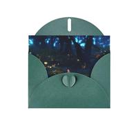 AKGFFDS Tarjeta de felicitación en blanco verde oscuro y perla, hermoso bloque de notas en blanco, impresión nocturna luminosa