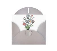 AKGFFDS Tarjeta de felicitación gris con diseño de cuadros en blanco y perlas, hermoso bloque de notas en blanco que te da un ramo de flores