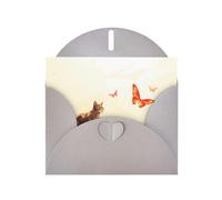 AKGFFDS Tarjeta de felicitación gris con estampado de gato mágico y perla, hermoso bloque de notas en blanco