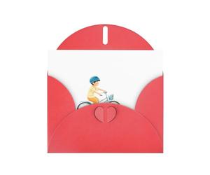 AKGFFDS Tarjeta de felicitación roja en blanco y perla, hermoso bloque de notas en blanco para niños pequeños aprendiendo a montar en bicicleta