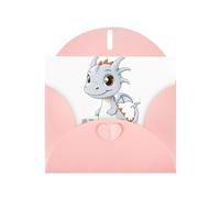 AKGFFDS Tarjeta de felicitación rosa con diseño de cheques en blanco y perlas, hermoso bloque de notas en blanco, un pequeño dragón de leche que roba leche