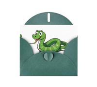 AKGFFDS Tarjeta de felicitación verde oscuro con diseño de cheques en blanco y perla, hermoso bloque de notas en blanco con texto "A Happy Year of the Snake"