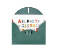 AKGFFDS Tarjeta de felicitación verde oscuro con diseño de cheques en blanco y perla, hermoso bloque de notas en blanco, colección completa de letras impresas