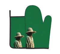 AKGFFDS The Beauty of Scarecrow Printing - Juego de dos piezas de guantes resistentes al calor y almohadillas de aislamiento de alta gama