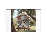 AKGFFDS The little elephant on the swing - Alfombra de tela de franela estampada de 60 x 39 pulgadas para sala de estar, oficina, mesa de café, cama, balcón