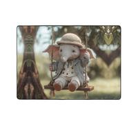 AKGFFDS The little elephant on the swing - Alfombra estampada de 80 x 58 pulgadas para sala de estar, oficina, mesa de café, cama, balcón, suave, esponjosa, absorbente de agua, duradera