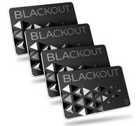AKIELO Blackout Tarjeta Bloqueadora RFID - Tarjeta Antirrobo Ultrafina con Tecnología Faraday para Protección de Tarjetas Contactless - Blindaje para Carteras (Edición Negra - 4 Unidades)