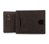 AKIELO Tarjetero de Hombre Bloqueo RFID Plegable con Bolsillo a Cremallera y Caja Regalo - Elegante Cartera de Hombre y Minimalista Cartera Tarjetero (Delta - Edición Moca Oscura con Cremallera)