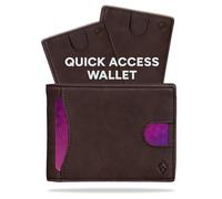 AKIELO Tarjetero de Hombre Bloqueo RFID Plegable con Lengüeta Extractora y Caja Regalo - Elegante Cartera de Hombre y Minimalista Cartera Tarjetero (Delta - Edición Moca Oscura)